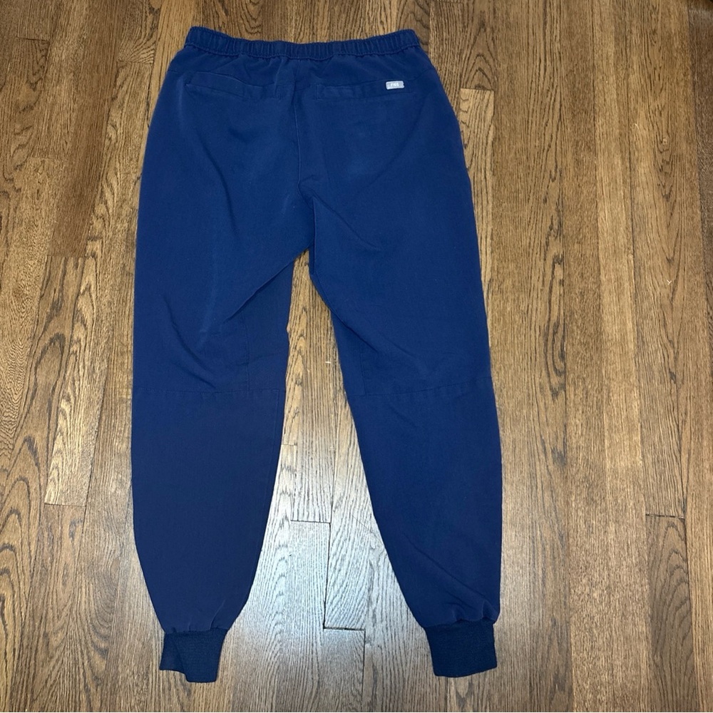 Figs Jogger Scrub Pants Navy Blue With Gray Drawstring - Sz M - Picture 5 of 5